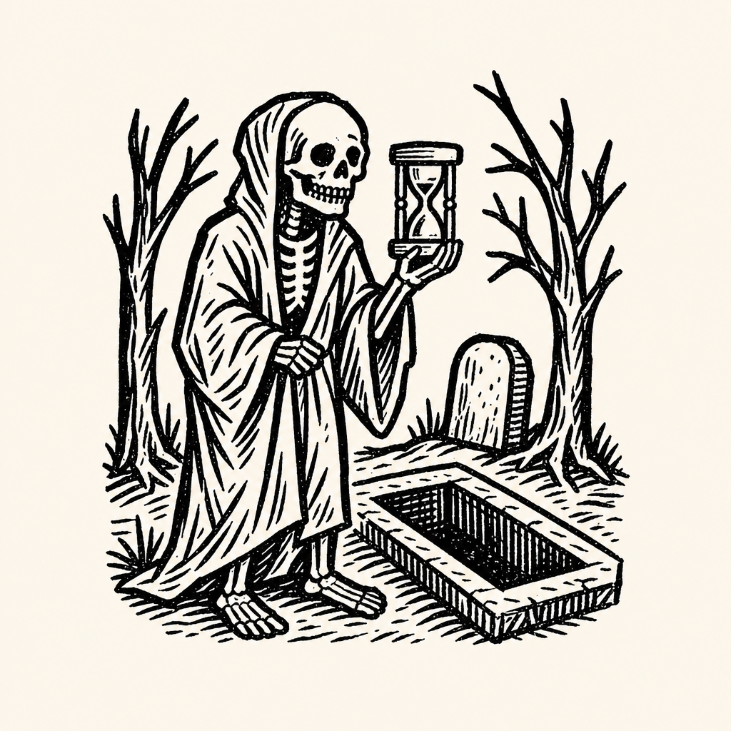 Woodcut illustration for dreams of Death (Your Own)