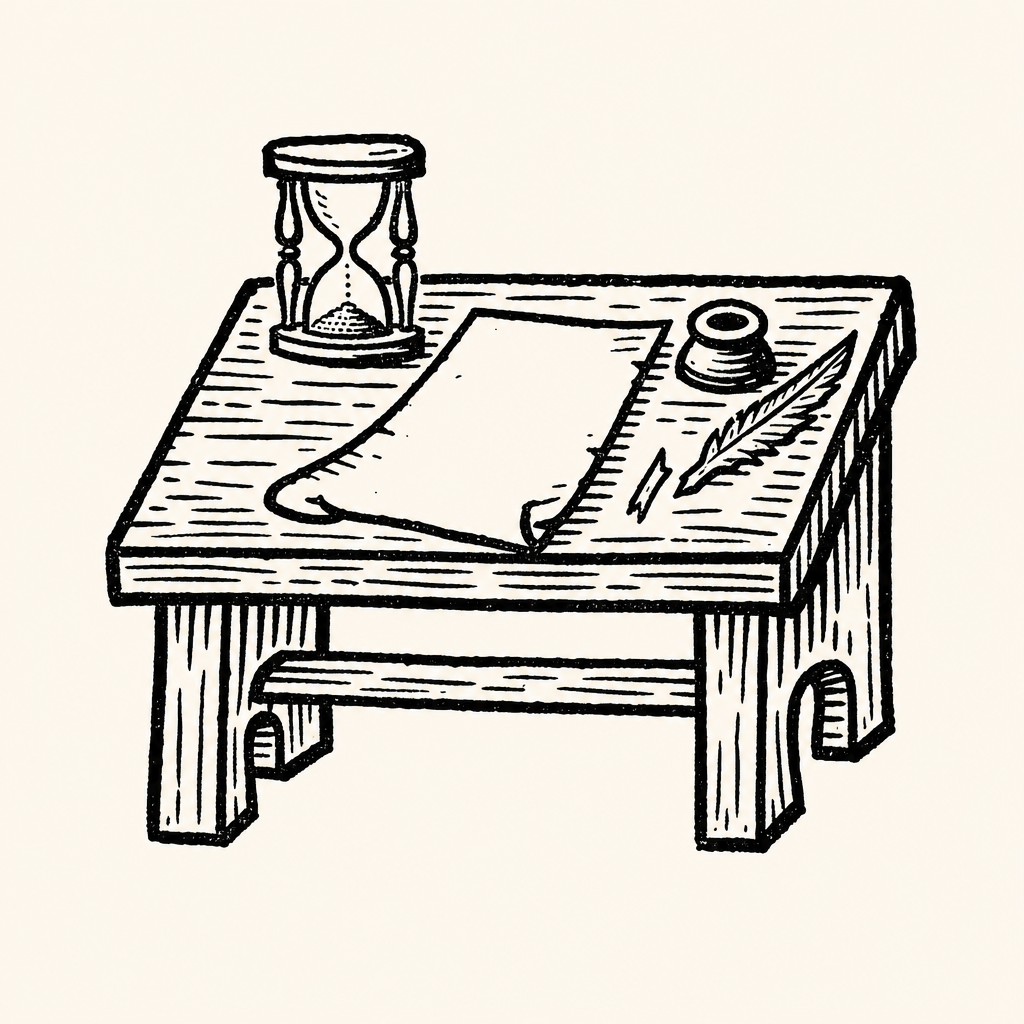 Woodcut illustration for dreams of Exam, Unprepared