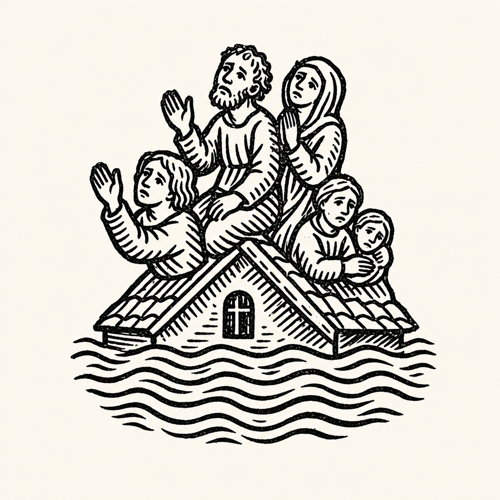 Woodcut illustration for dreams of A Flood