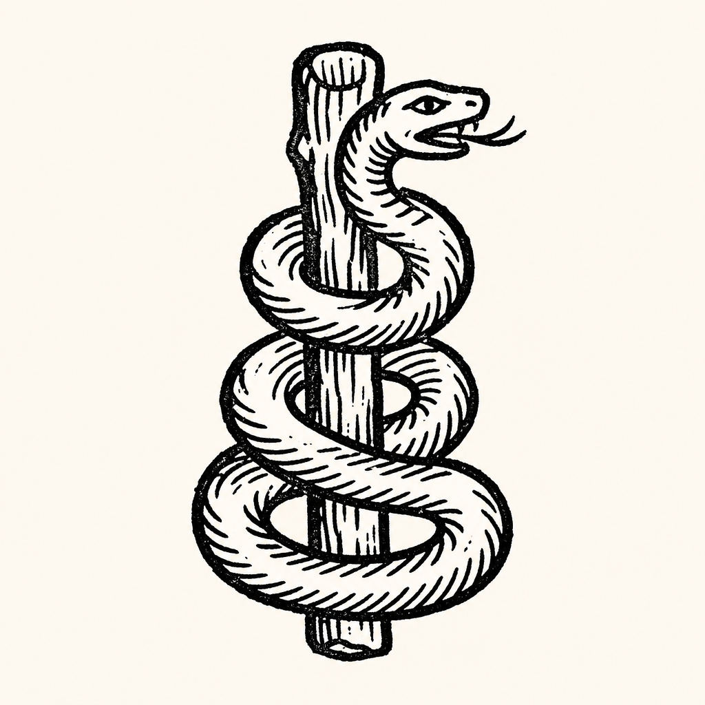 Woodcut illustration for dreams of A Snake