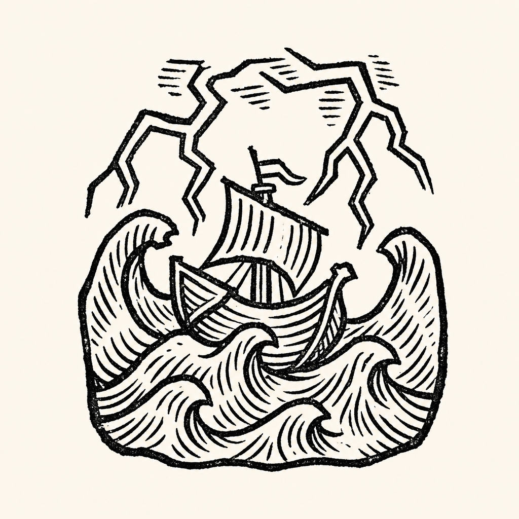 Woodcut illustration for dreams of A Storm