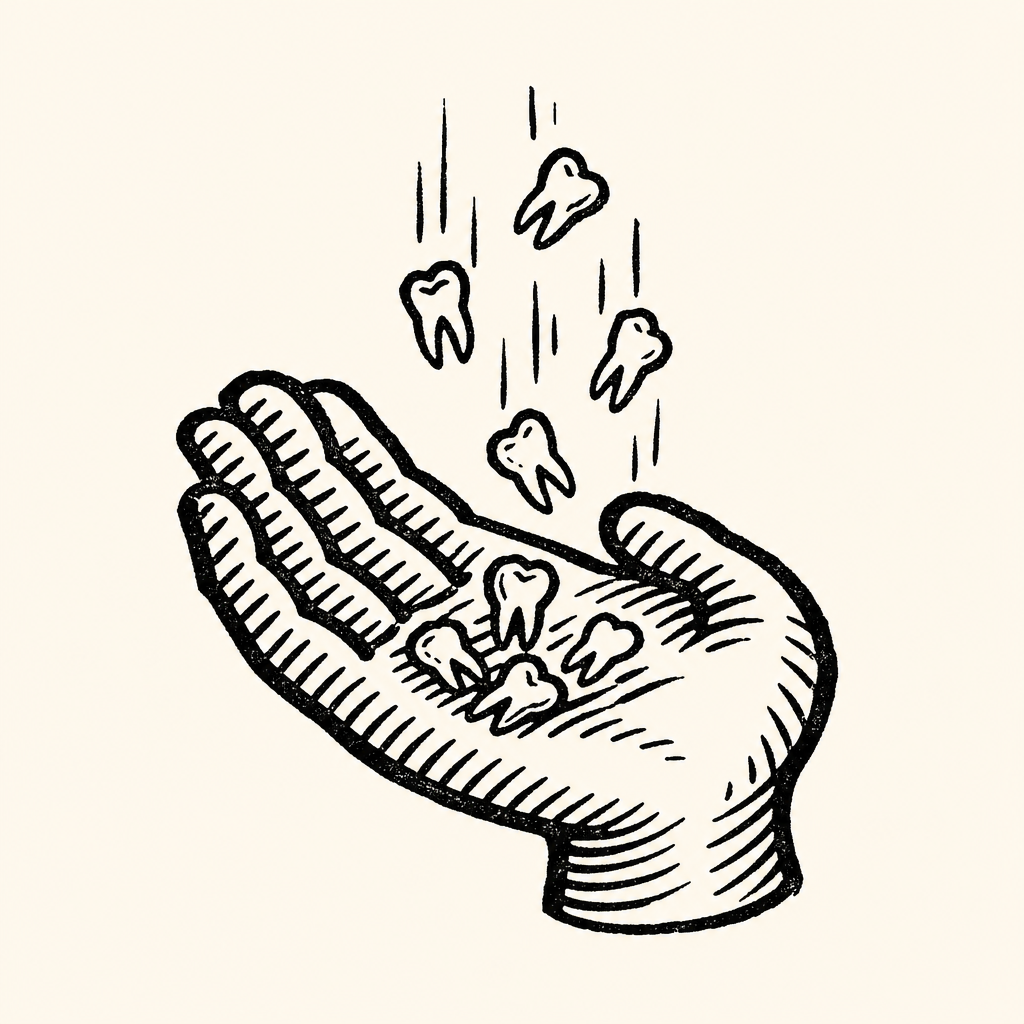 Woodcut illustration for dreams of Teeth Falling Out