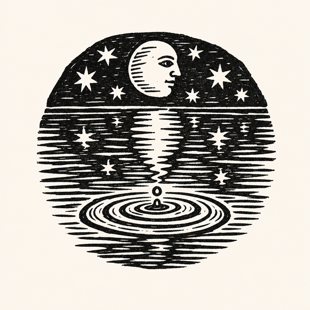 Woodcut illustration for dreams of Water