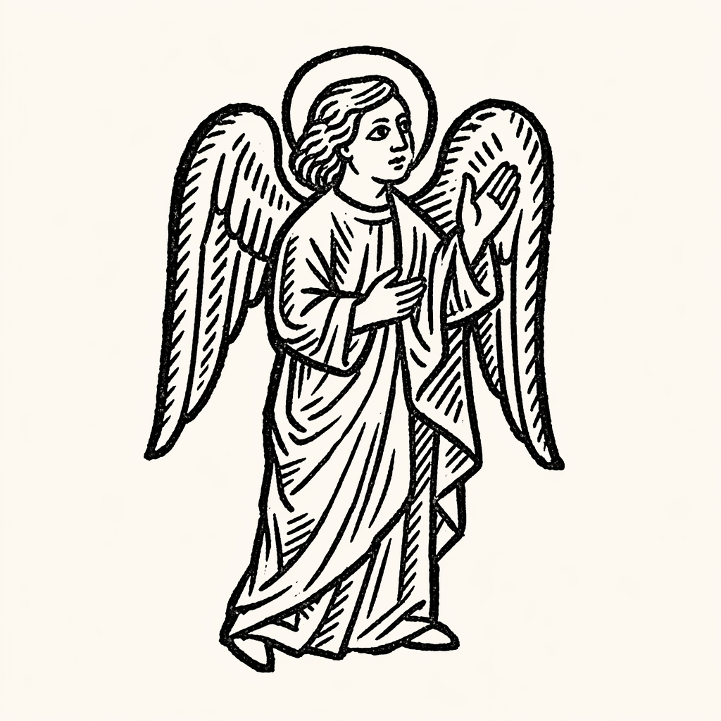 Woodcut of Angel