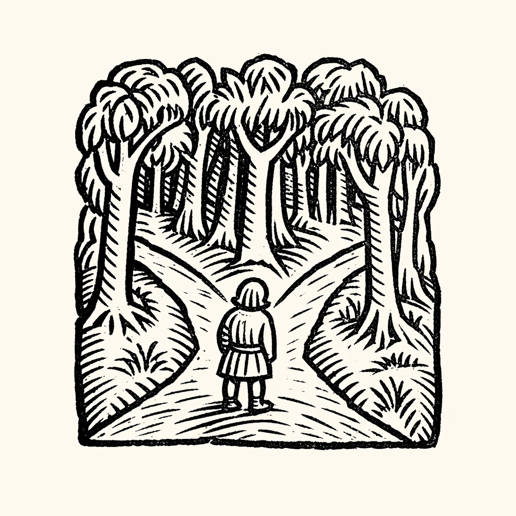 Woodcut of Being Lost