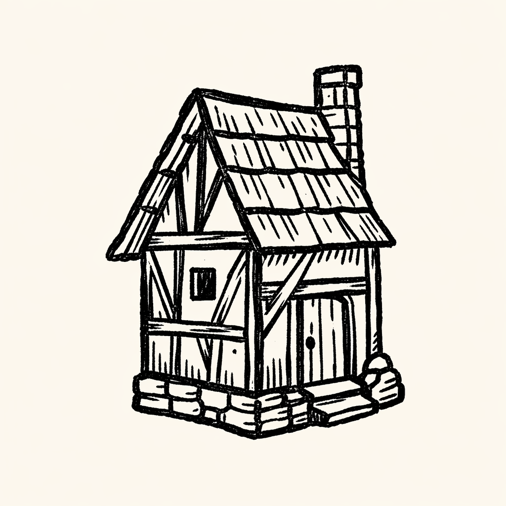 Woodcut of Childhood Home