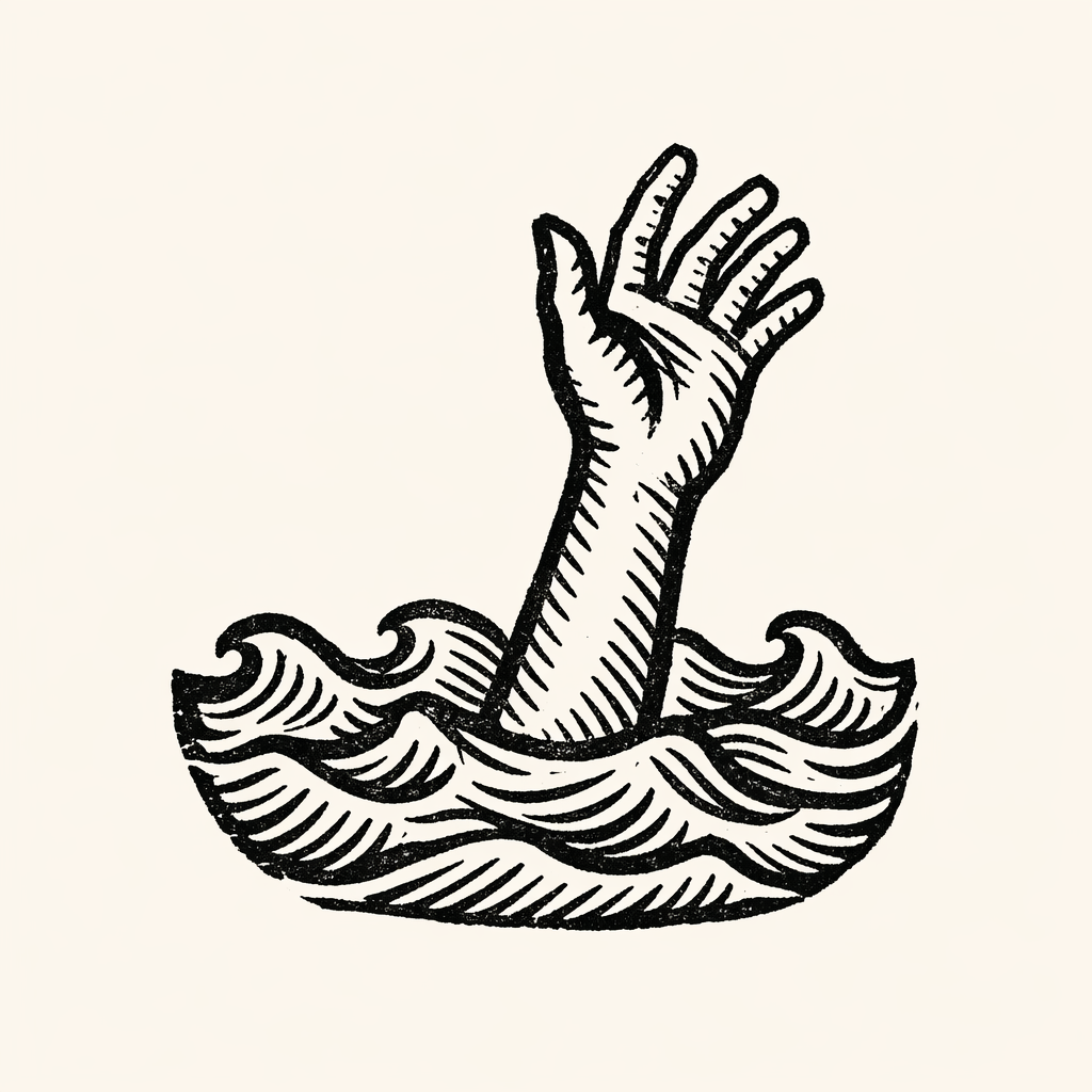 Woodcut of Drowning
