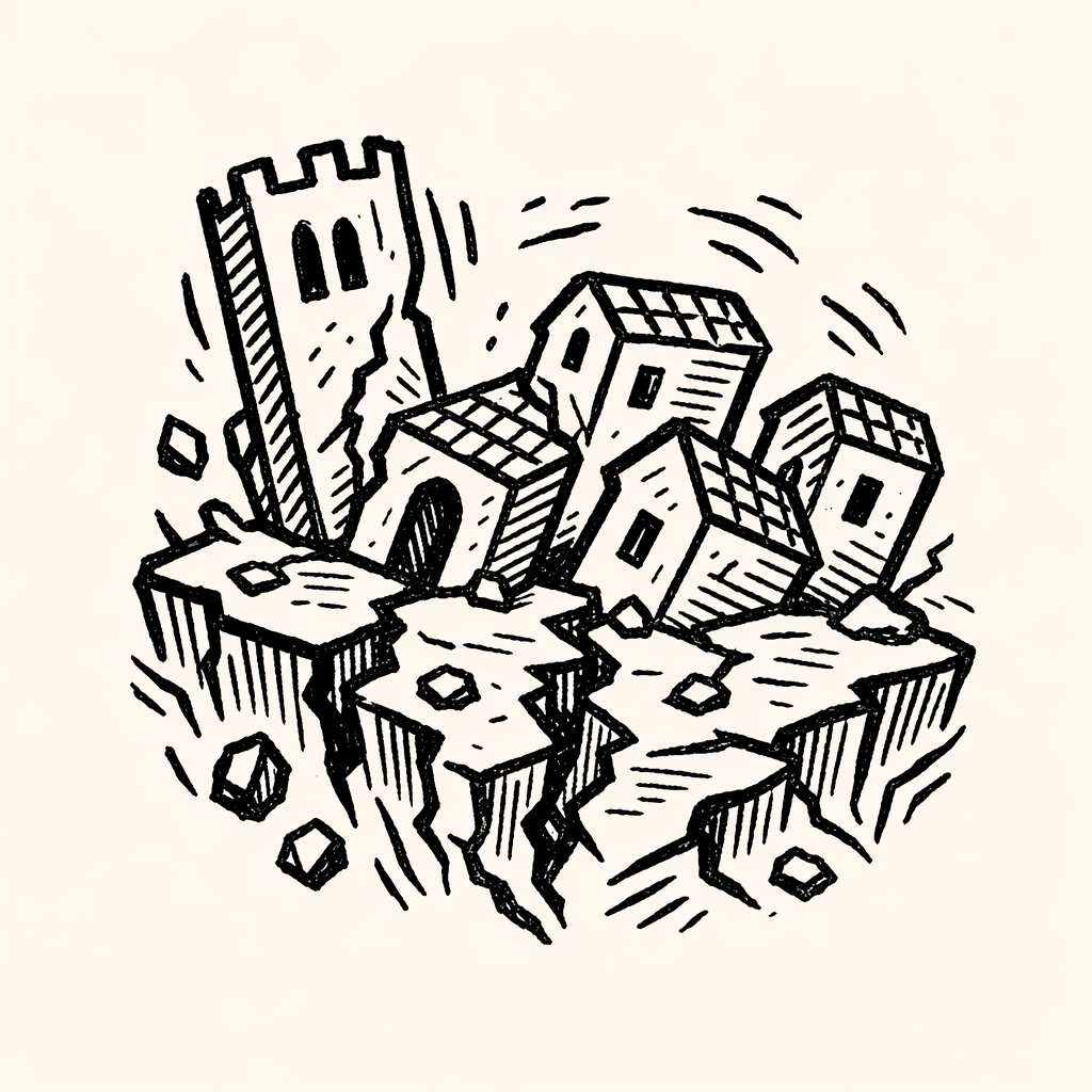 Woodcut of Earthquake