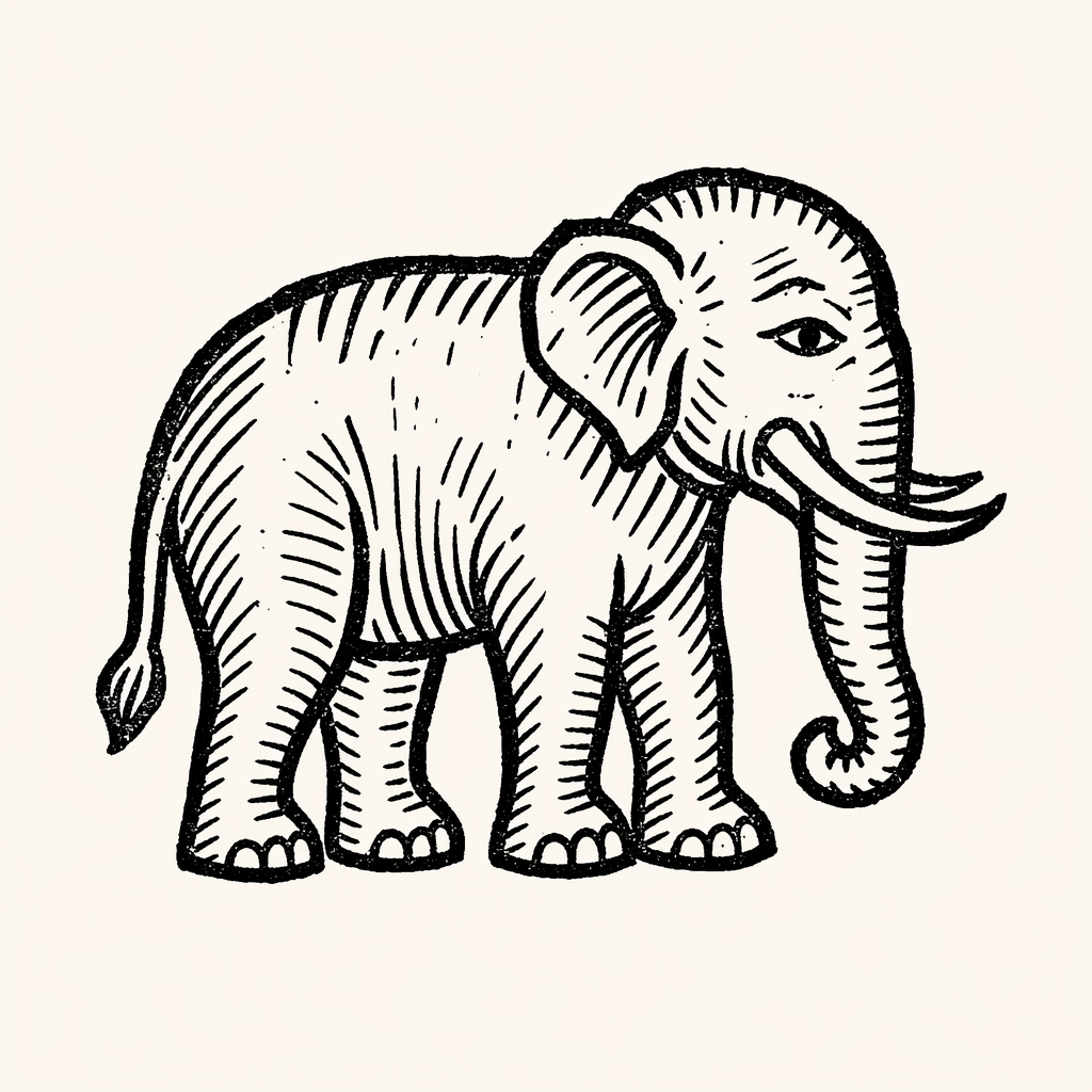 Woodcut of Elephant