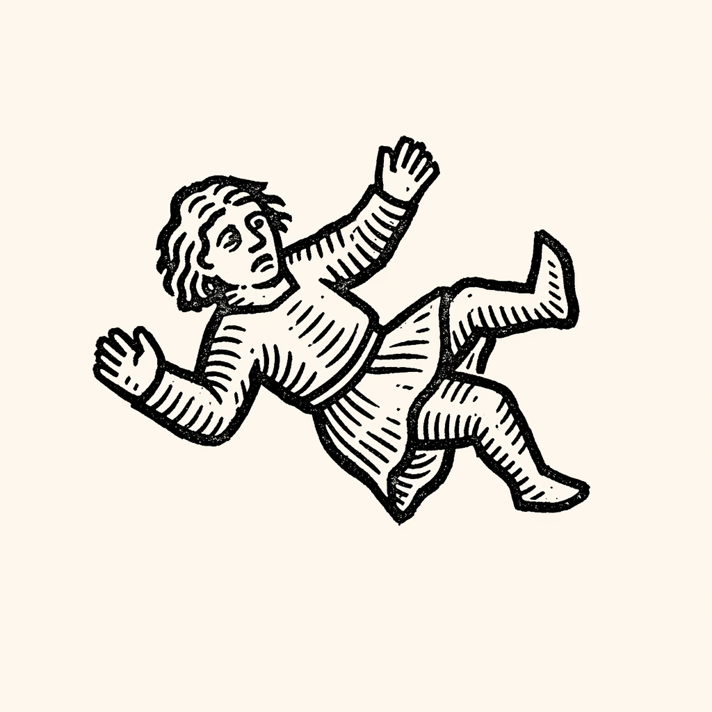 Woodcut of Falling