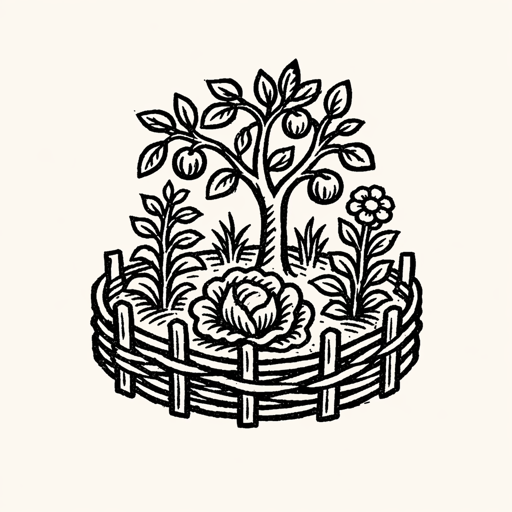 Woodcut of Garden