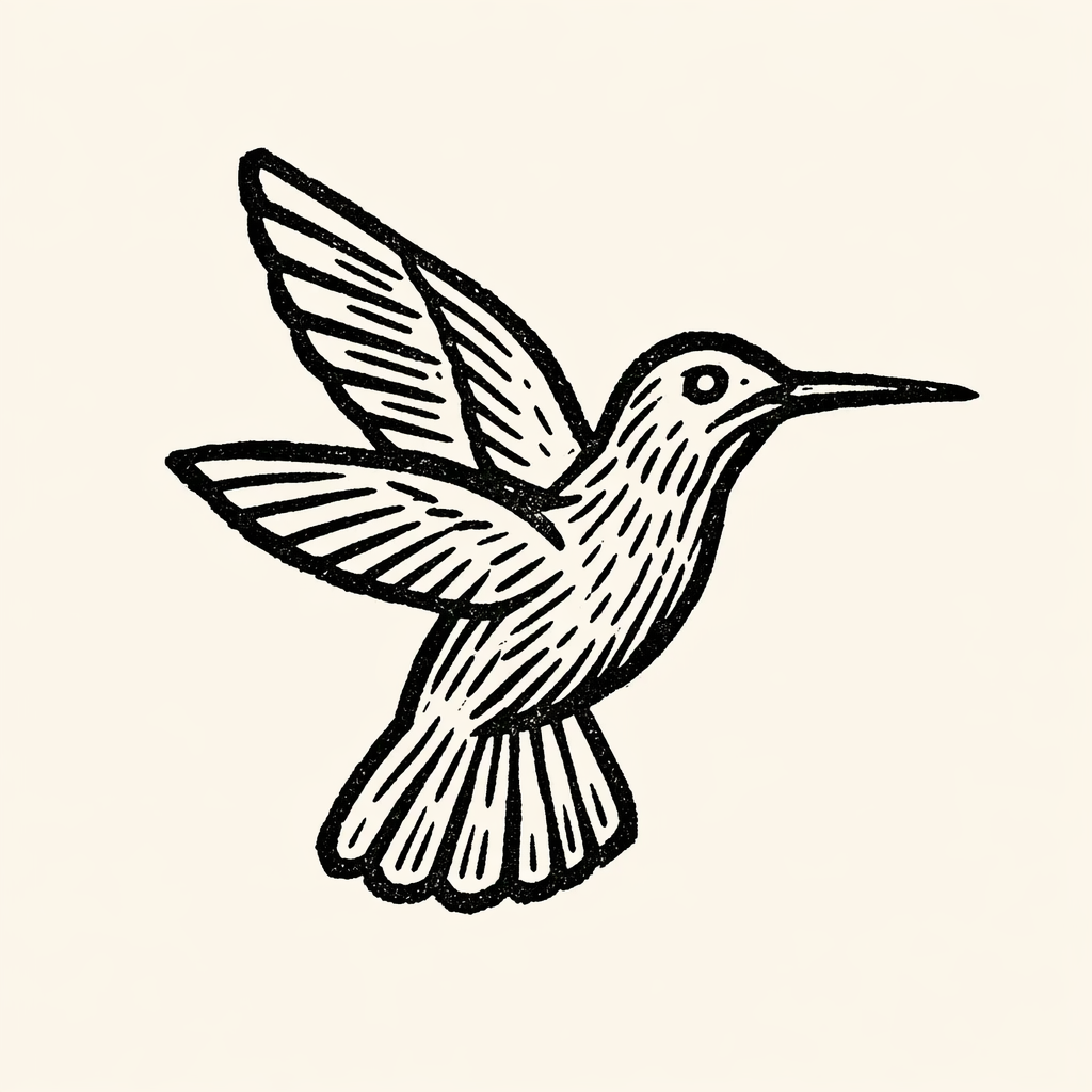 Woodcut of Hummingbird
