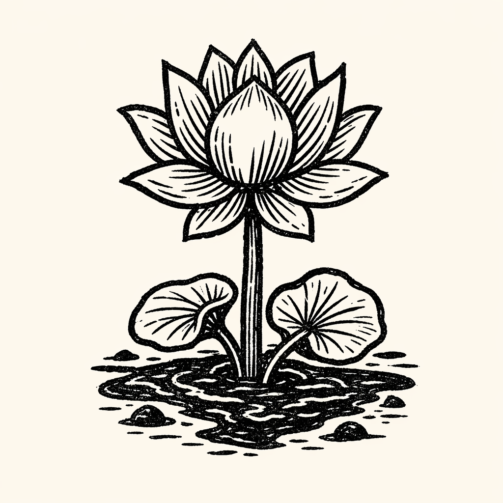 Woodcut of Lotus