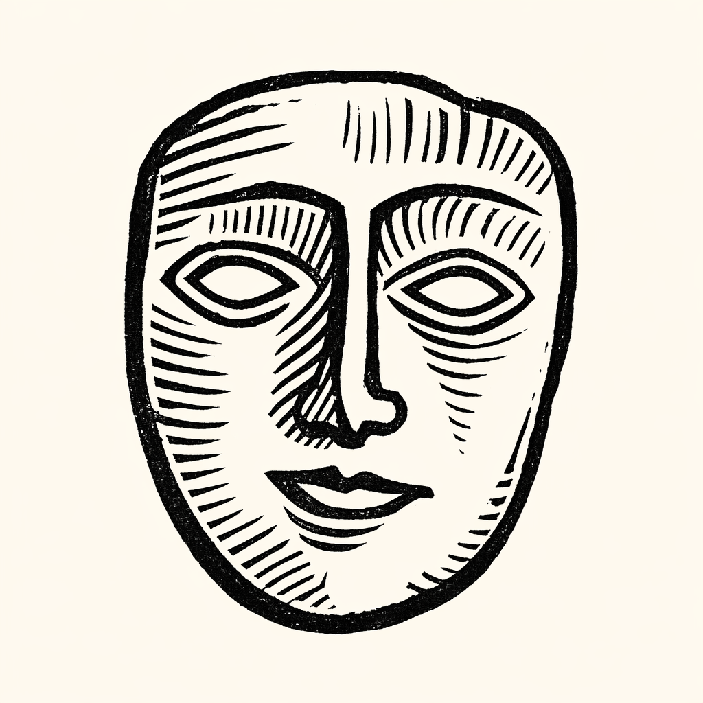 Woodcut of Mask