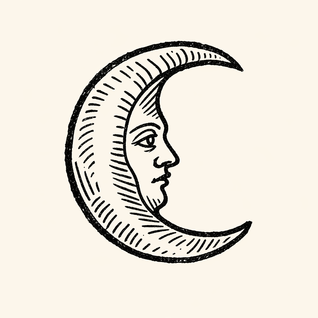 Woodcut of Moon