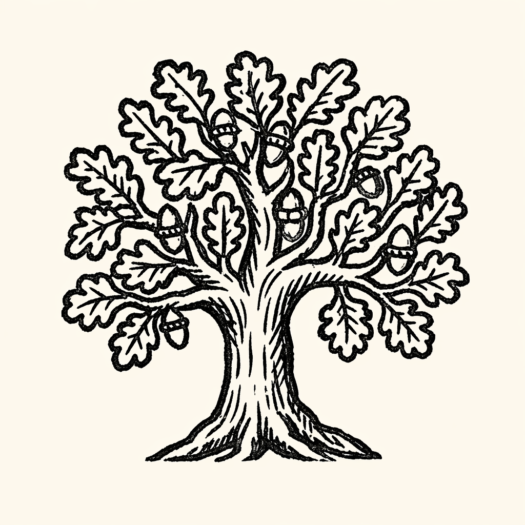 Woodcut of Oak