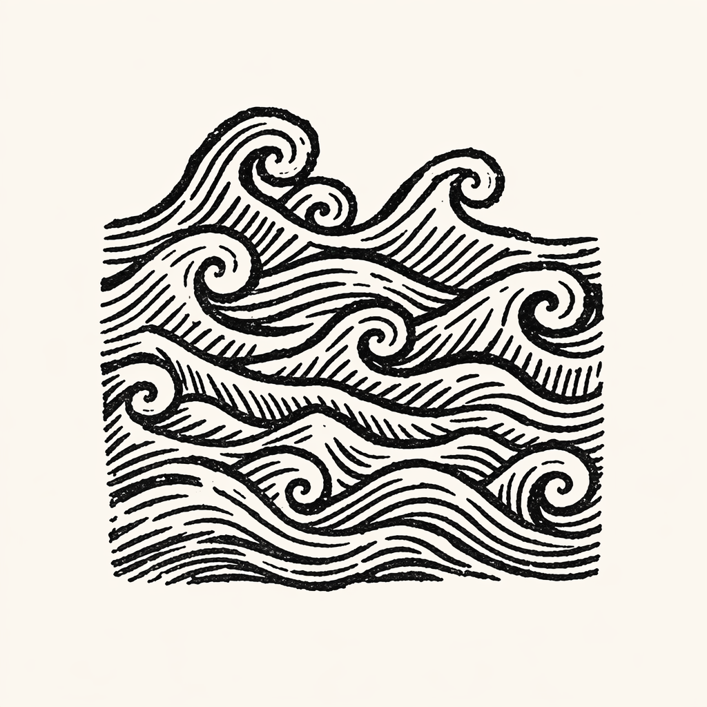 Woodcut of Ocean
