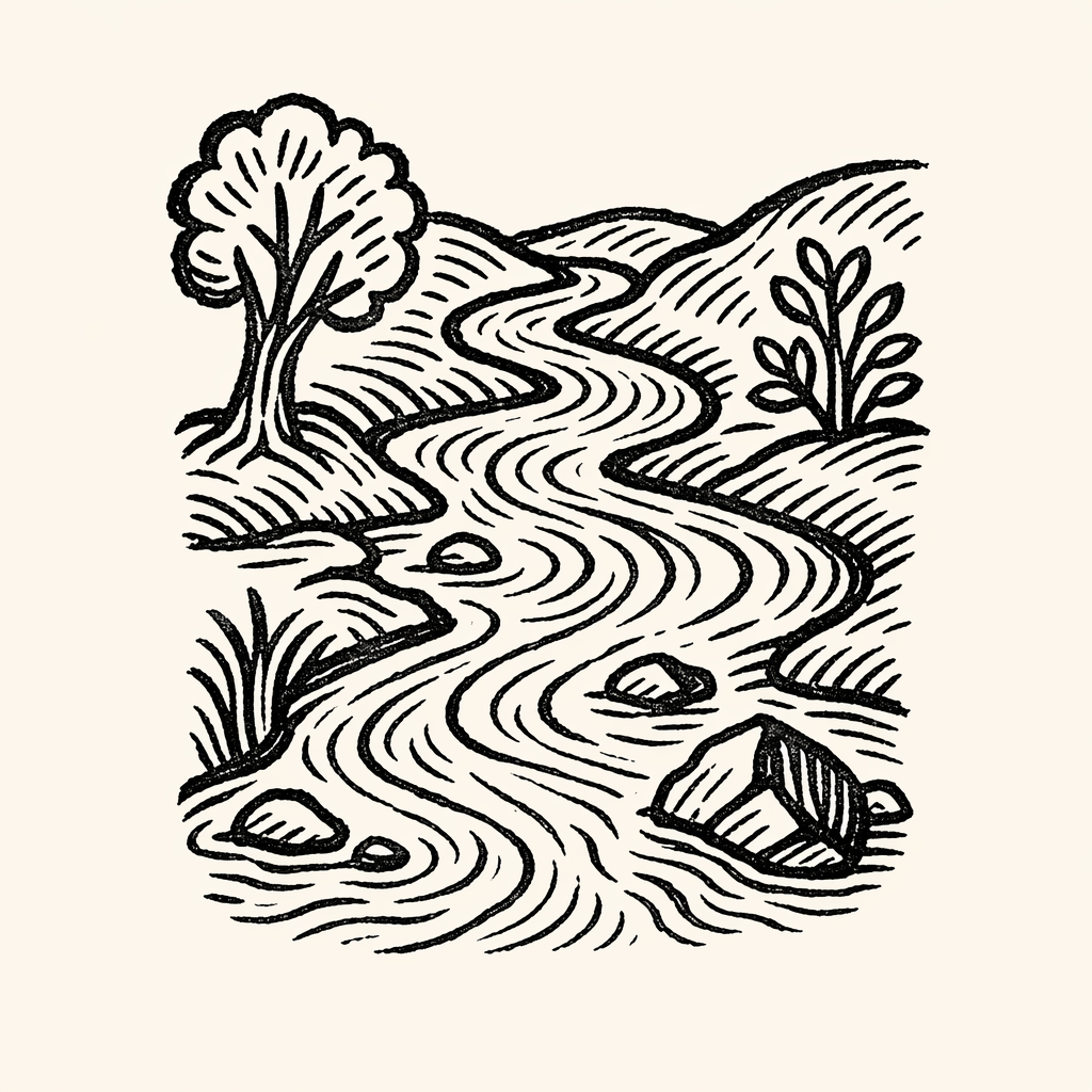 Woodcut of River