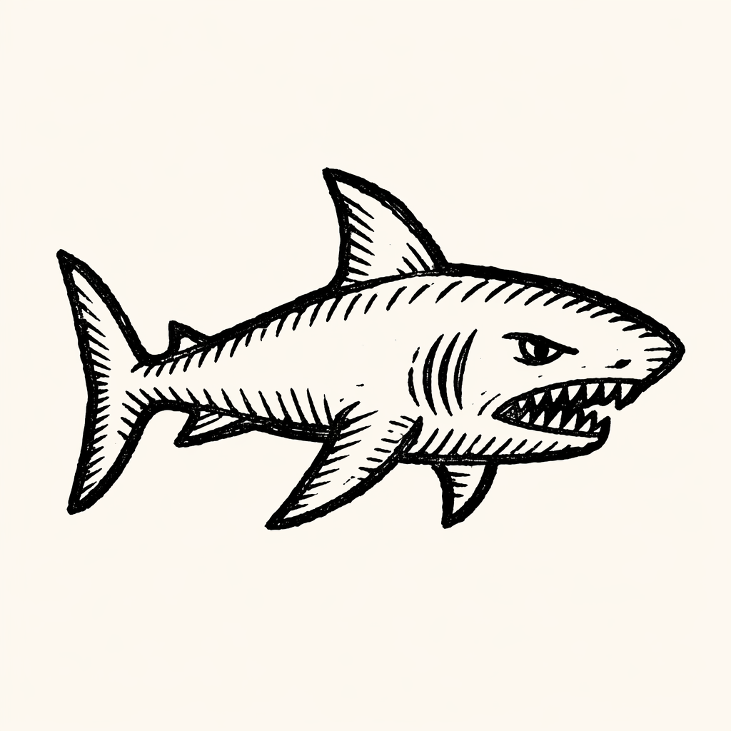 Woodcut of Shark