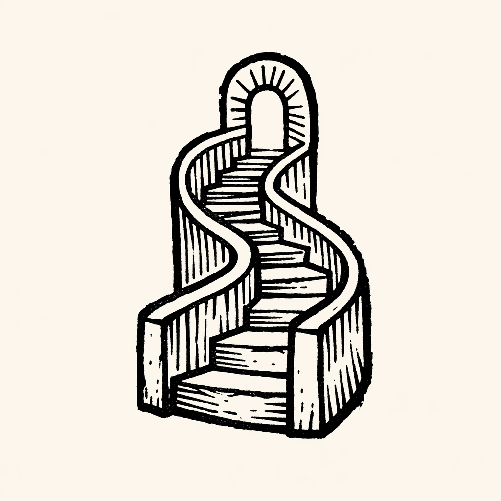 Woodcut of Stairs