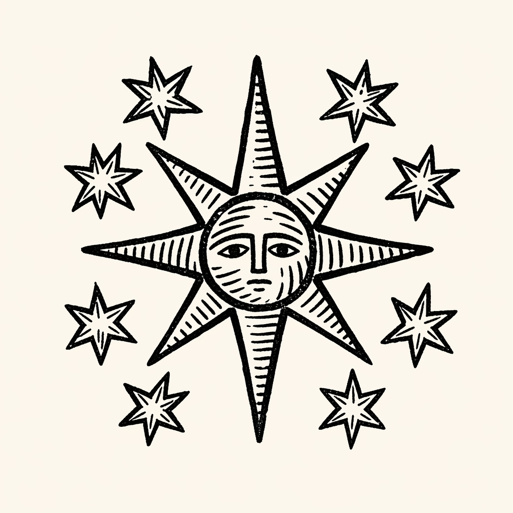 Woodcut of Stars