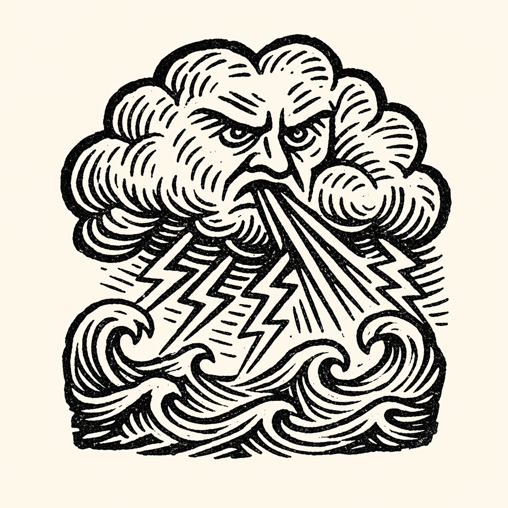 Woodcut of Storm