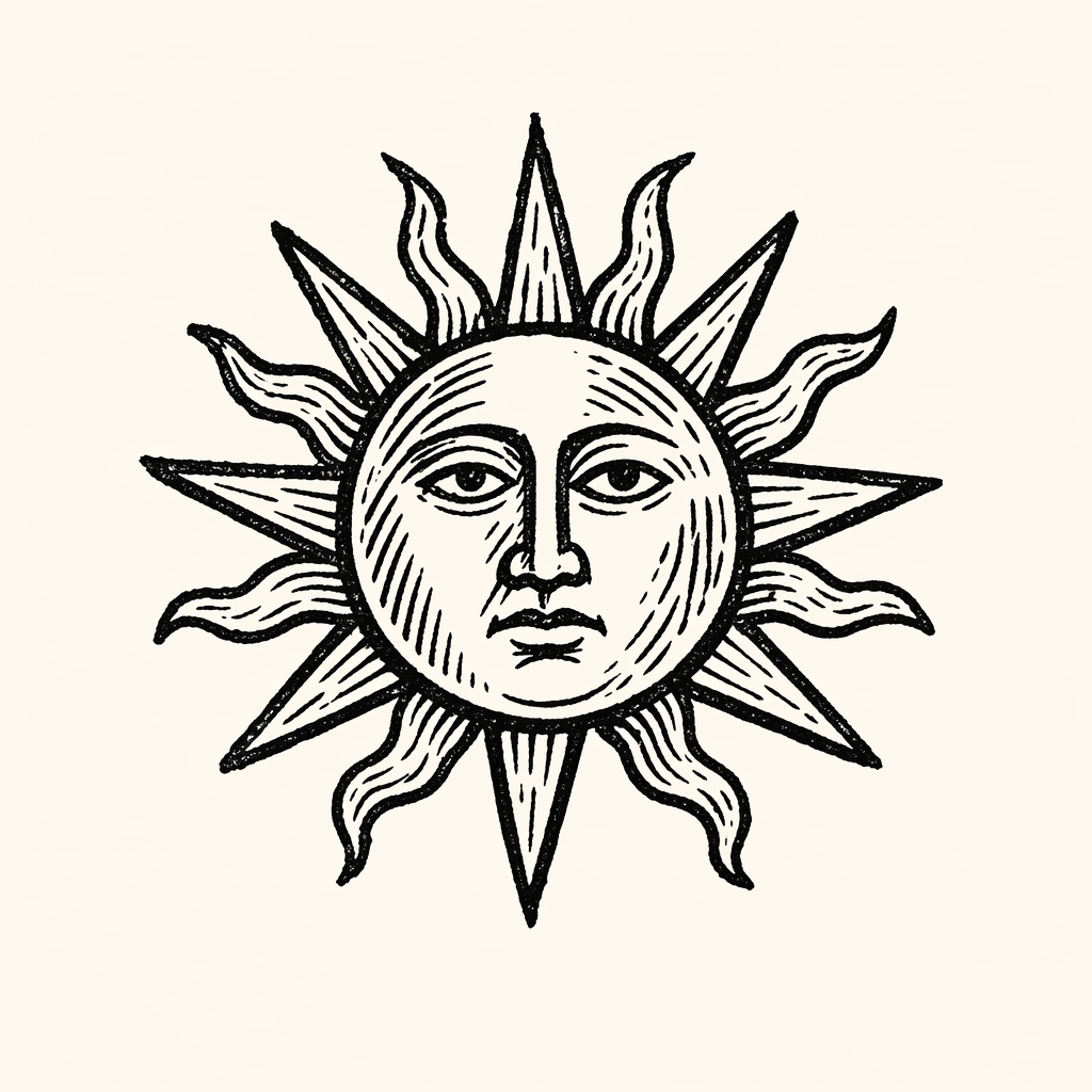 Woodcut of Sun