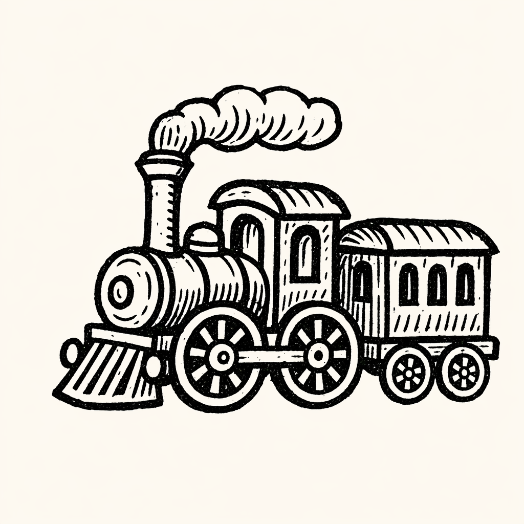 Woodcut of Train