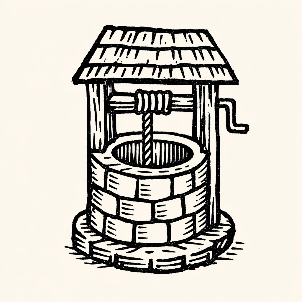 Woodcut of Well